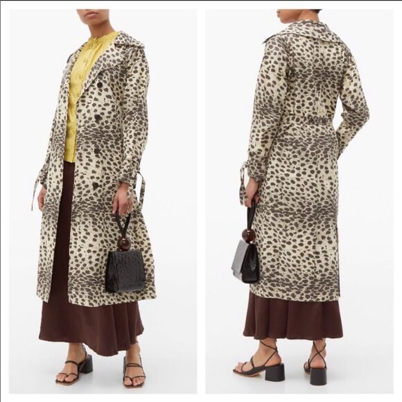 NWT SEA NY white leopard double breasted trench coat Size L - Picture 7 of 14
